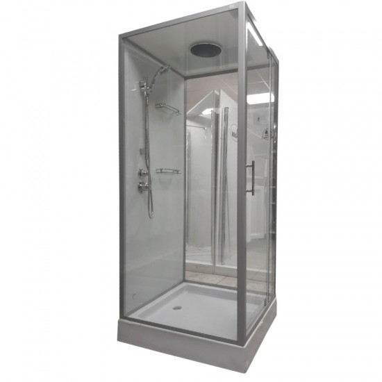Uždara dušo kabina Q-BOX 90 x 90 cm R ( dešinės pusės ) skaidrus stiklas