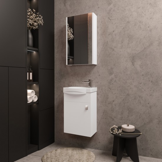 Spintelė voniai Riva SA40-11 40 cm balta, su praustuvu