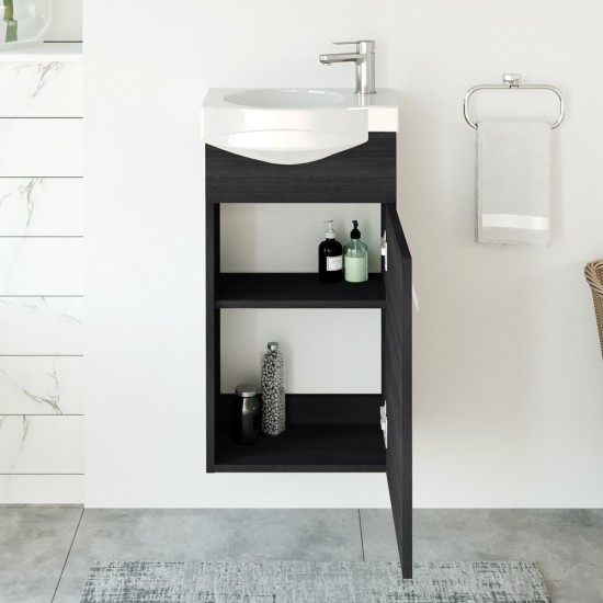 Spintelė voniai Riva SA40-11 40 cm Woodflow Ash, su praustuvu