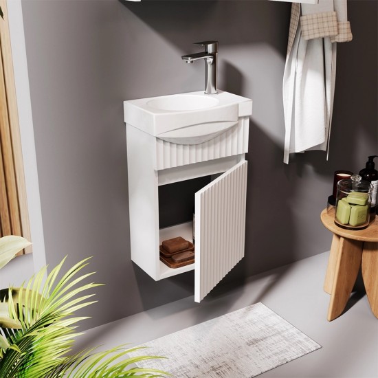 Spintelė voniai Riva SA40B 40 cm balta matinė, su praustuvu