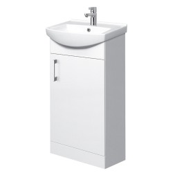 Spintelė voniai Riva SA45FS 45 cm balta, pastatoma, su praustuvu