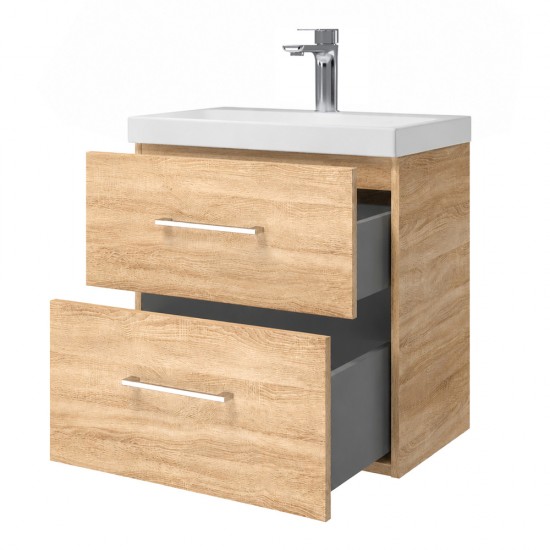 Spintelė voniai Riva SA49C-2K 50 cm Sonoma Oak, stalčiai, su praustuvu