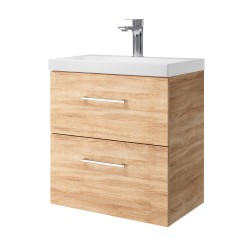 Spintelė voniai Riva SA49C-2K 50 cm Sonoma Oak, stalčiai, su praustuvu