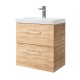 Spintelė voniai Riva SA49C-2K 50 cm Sonoma Oak, stalčiai, su praustuvu