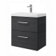 Spintelė voniai Riva SA49C-2K 50 cm Woodflow Ash, stalčiai, su praustuvu