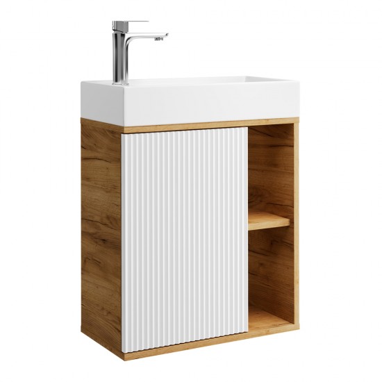 Spintelė voniai Riva SA50DL 50 cm Gold Craft Oak / balta matinė, su praustuvu