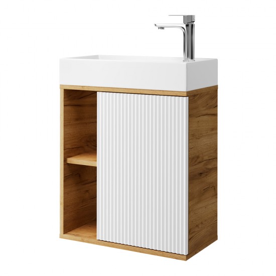 Spintelė voniai Riva SA50DL 50 cm Gold Craft Oak / balta matinė, su praustuvu