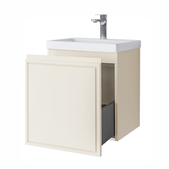Spintelė voniai Riva SA50RV-2 50 cm Beige matinė, stalčius, su praustuvu