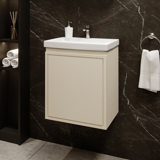 Spintelė voniai Riva SA50RV-2 50 cm Beige matinė, stalčius, su praustuvu