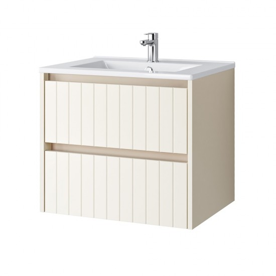 Spintelė voniai Riva SA60G 60 cm Beige matinė, stalčiai,  su praustuvu