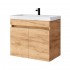 Spintelė voniai Riva SA63-10E 65 cm Gold Craft Oak, durelės,  su praustuvu