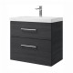 Spintelė voniai Riva SA63-2 65 cm Woodflow Ash, stalčiai,  su praustuvu