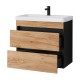 Spintelė voniai Riva SA63-6 65 cm Gold Craft Oak / Black, stalčiai,  su praustuvu