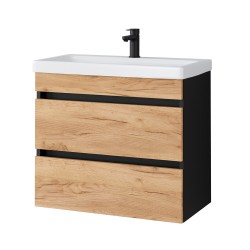 Spintelė voniai Riva SA63-6 65 cm Gold Craft Oak / Black, stalčiai,  su praustuvu