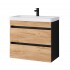 Spintelė voniai Riva SA63-6 65 cm Gold Craft Oak / Black, stalčiai,  su praustuvu