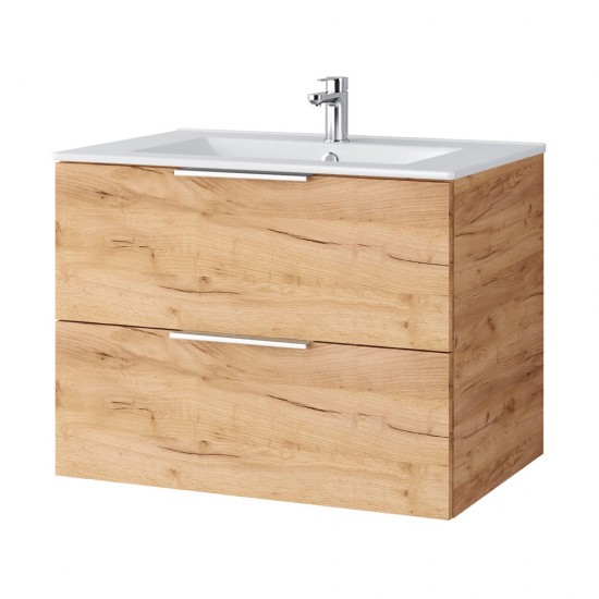 Spintelė voniai Riva SA700-6 70 cm Gold Craft Oak, stalčiai,  su praustuvu