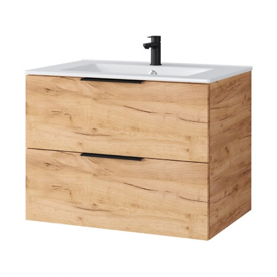 Spintelė voniai Riva SA700-6 70 cm Gold Craft Oak, stalčiai,  su praustuvu