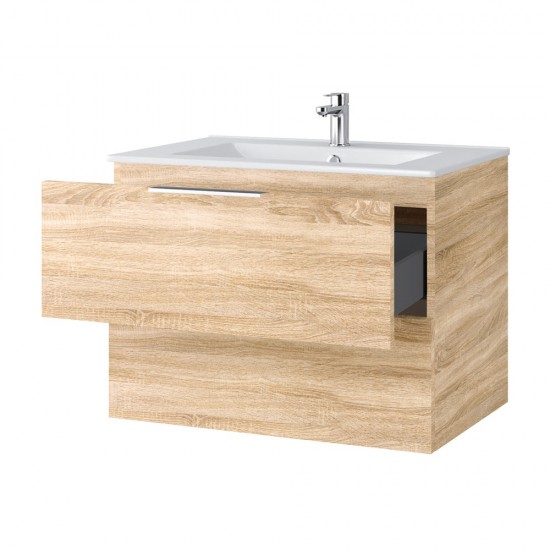Spintelė voniai Riva SA700-6 70 cm Sonoma Oak, stalčiai,  su praustuvu