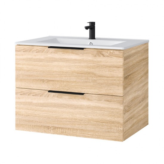 Spintelė voniai Riva SA700-6 70 cm Sonoma Oak, stalčiai,  su praustuvu