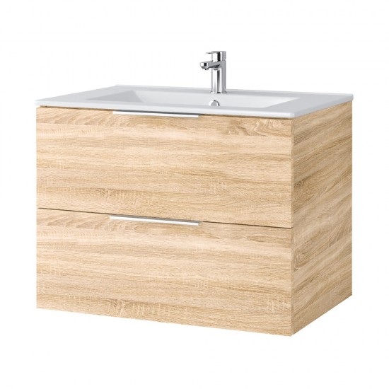 Spintelė voniai Riva SA700-6 70 cm Sonoma Oak, stalčiai,  su praustuvu