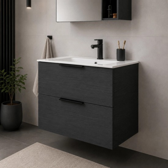 Spintelė voniai Riva SA700-6 70 cm Woodflow Ash, stalčiai,  su praustuvu