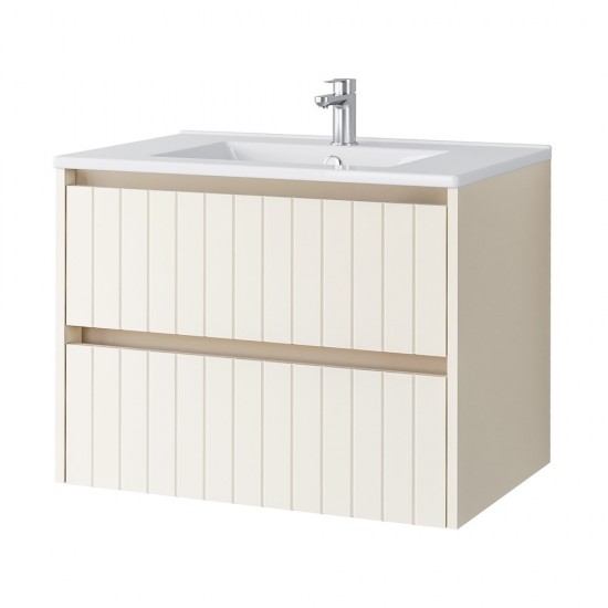 Spintelė voniai Riva SA70G 70 cm Beige matinė, stalčiai,  su praustuvu