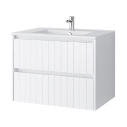 Spintelė voniai Riva SA70G 70 cm balta matinė, stalčiai,  su praustuvu