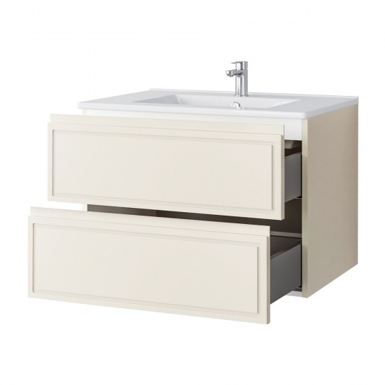 Spintelė voniai Riva SA70RV-2 70 cm Beige matinė, stalčiai,  su praustuvu