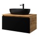 Spintelė voniai Riva SA800-GB 80 cm Gold Craft Oak / juoda, stalčius,  su praustuvu