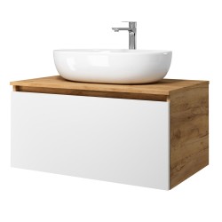 Spintelė voniai Riva SA800-GW 80 cm Gold Craft Oak / balta, stalčius,  su praustuvu