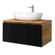 Spintelė voniai Riva SA800F-GB 80 cm Gold Craft Oak / juoda, stalčius,  su praustuvu