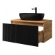 Spintelė voniai Riva SA800F-GB 80 cm Gold Craft Oak / juoda, stalčius,  su praustuvu