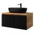 Spintelė voniai Riva SA800F-GB 80 cm Gold Craft Oak / juoda, stalčius,  su praustuvu