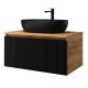 Spintelė voniai Riva SA800F-GB 80 cm Gold Craft Oak / juoda, stalčius,  su praustuvu