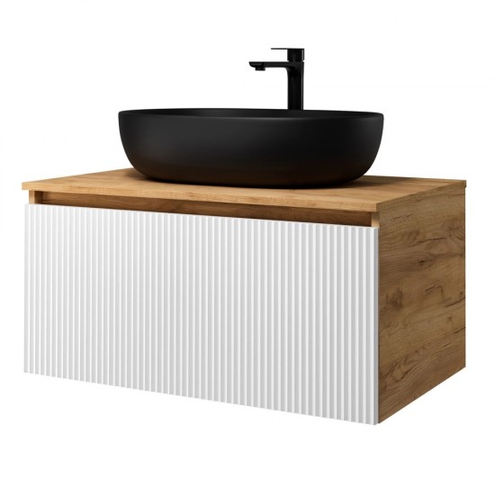 Spintelė voniai Riva SA800F-GW 80 cm Gold Craft Oak / balta, stalčius,  su praustuvu