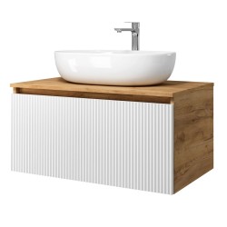 Spintelė voniai Riva SA800F-GW 80 cm Gold Craft Oak / balta, stalčius,  su praustuvu