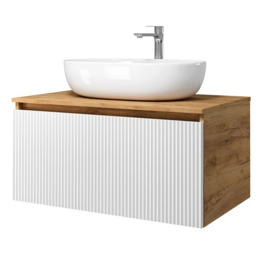 Spintelė voniai Riva SA800F-GW 80 cm Gold Craft Oak / balta, stalčius,  su praustuvu