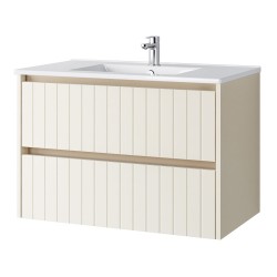 Spintelė voniai Riva SA80G 80 cm Beige matinė, stalčiai,  su praustuvu