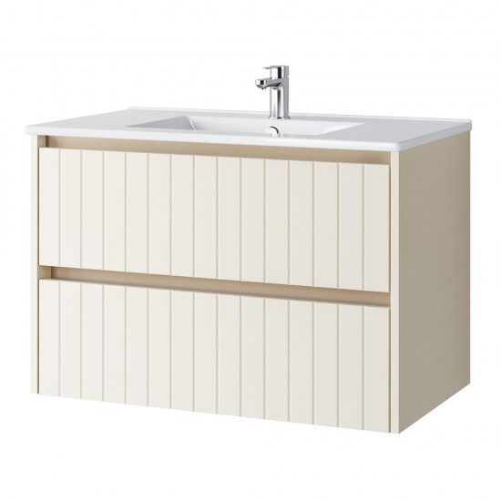 Spintelė voniai Riva SA80G 80 cm Beige matinė, stalčiai,  su praustuvu