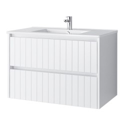 Spintelė voniai Riva SA80G 80 cm balta matinė, stalčiai,  su praustuvu