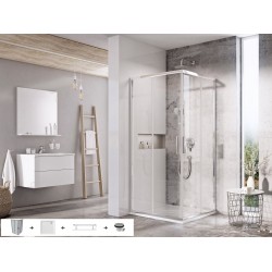Dušo kabina Ravak Blix Slim BLSRV2 80 x 80 cm blizgus chromas + akmens masės dušo padėklas + sifonas