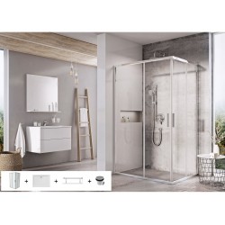 Dušo kabina Ravak Blix Slim BLSRV2K 90 x 120 cm blizgus chromas + akmens masės dušo padėklas + sifonas