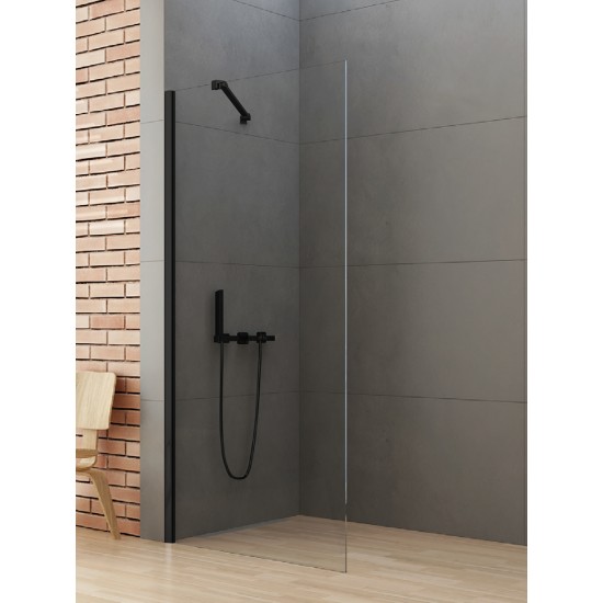 Dušo sienelė New Trendy Soleo 50 x 195 cm juoda matinė