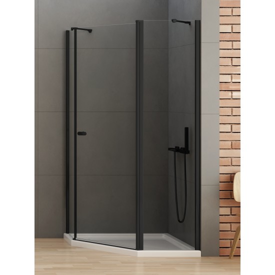 Dušo kabina New Trendy Soleo PK1 80 x 100 cm juoda matinė, skaidrus stiklas