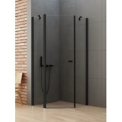 Dušo kabina New Trendy Soleo PK1 80 x 80 cm juoda matinė, skaidrus stiklas