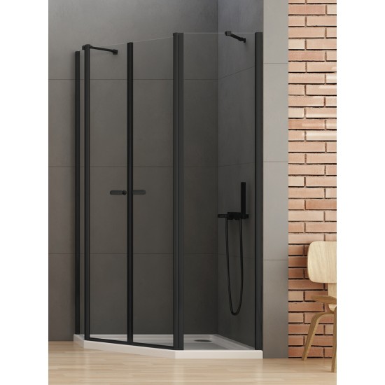 Dušo kabina New Trendy Soleo PK2 80 x 100 cm juoda matinė, skaidrus stiklas