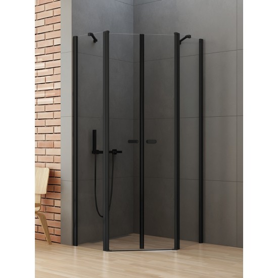 Dušo kabina New Trendy Soleo PK2 80 x 80 cm juoda matinė, skaidrus stiklas