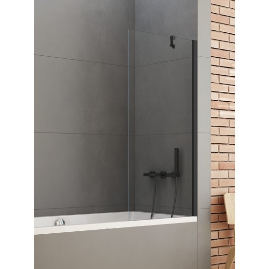 Vonios sienelė New Trendy Soleo II 80 cm juoda matinė + skaidrus stiklas