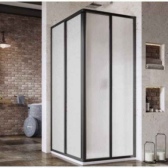 Dušo kabina Ravak Supernova SRV2 80 x 80 cm juoda, matinis plastikas