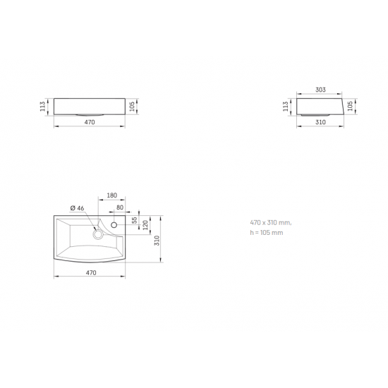 Akmens masės praustuvas Paa Step Mini 47 cm baltas